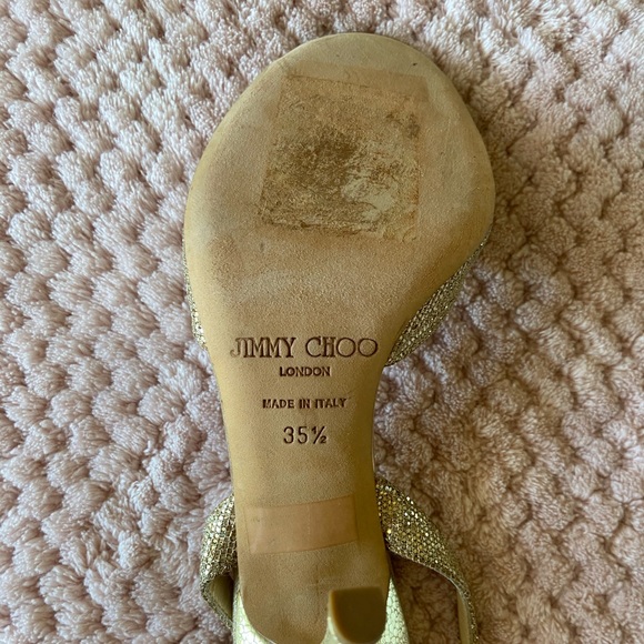 Jimmy Choo gold metallic open toe sling back - Picture 7 of 8